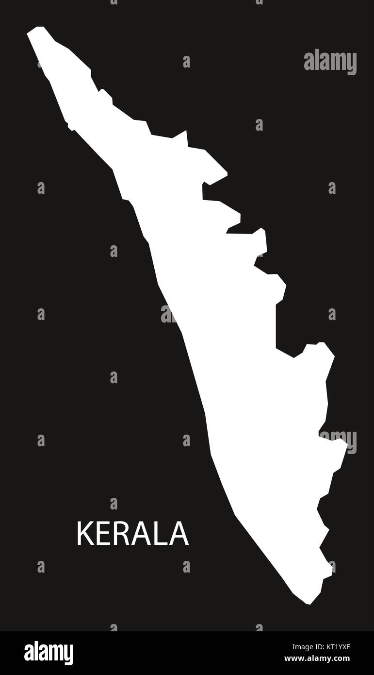 Kerala India Map black inverted Stock Photo
