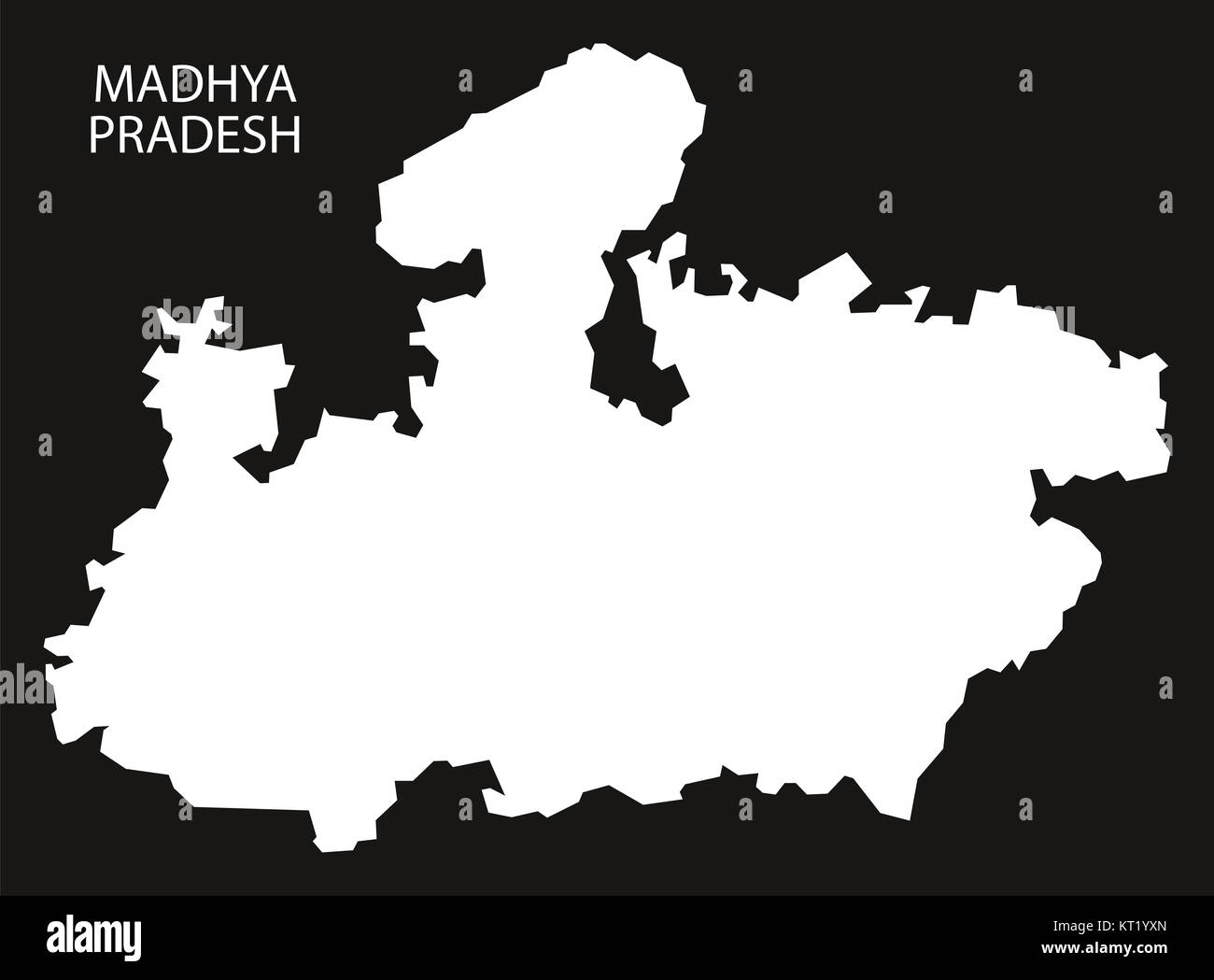 Madhya Pradesh India Map black inverted Stock Photo