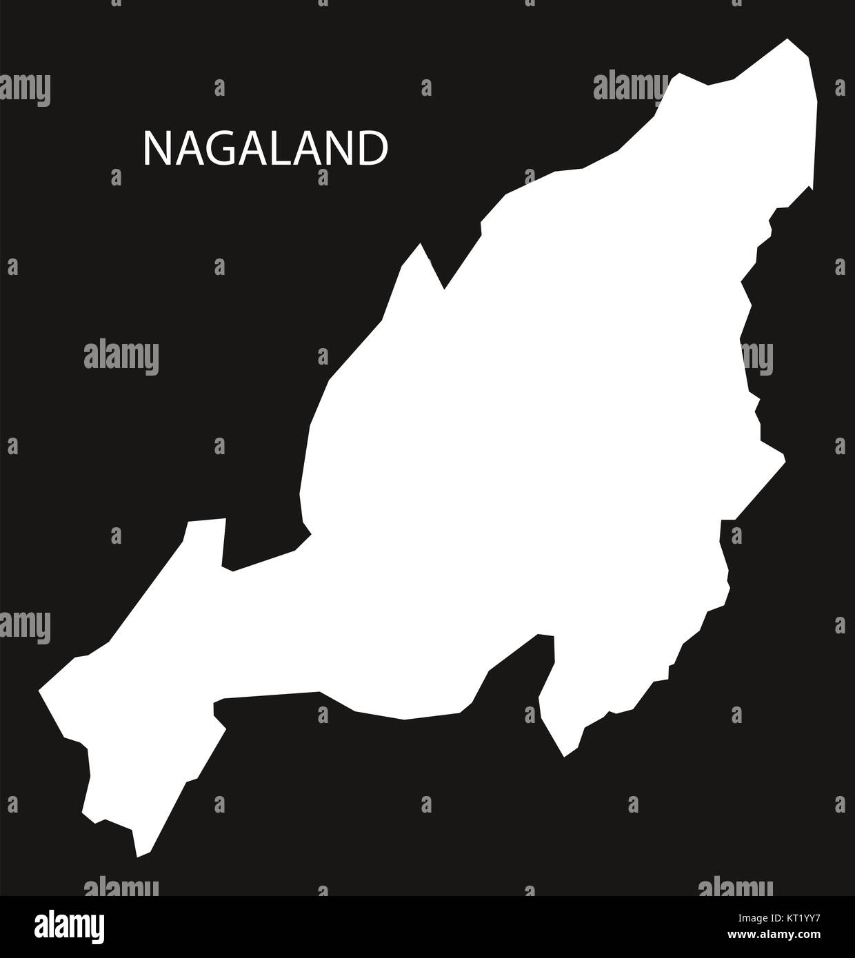 Nagaland India Map black inverted Stock Photo
