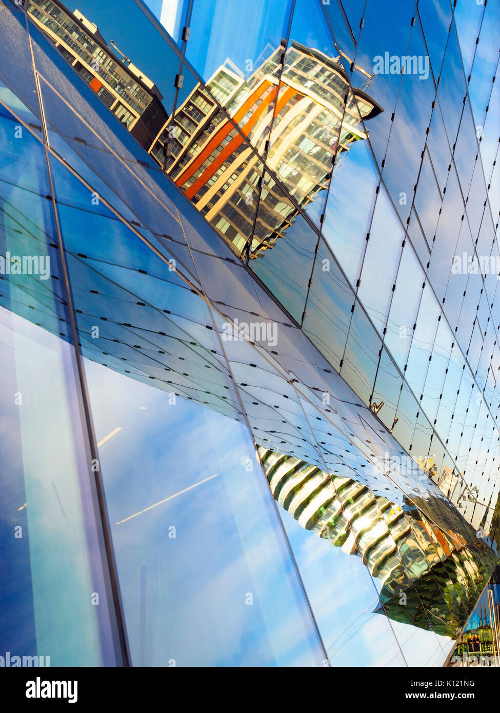 Reflections on the Crystal building on Royal Victoria Dock in east