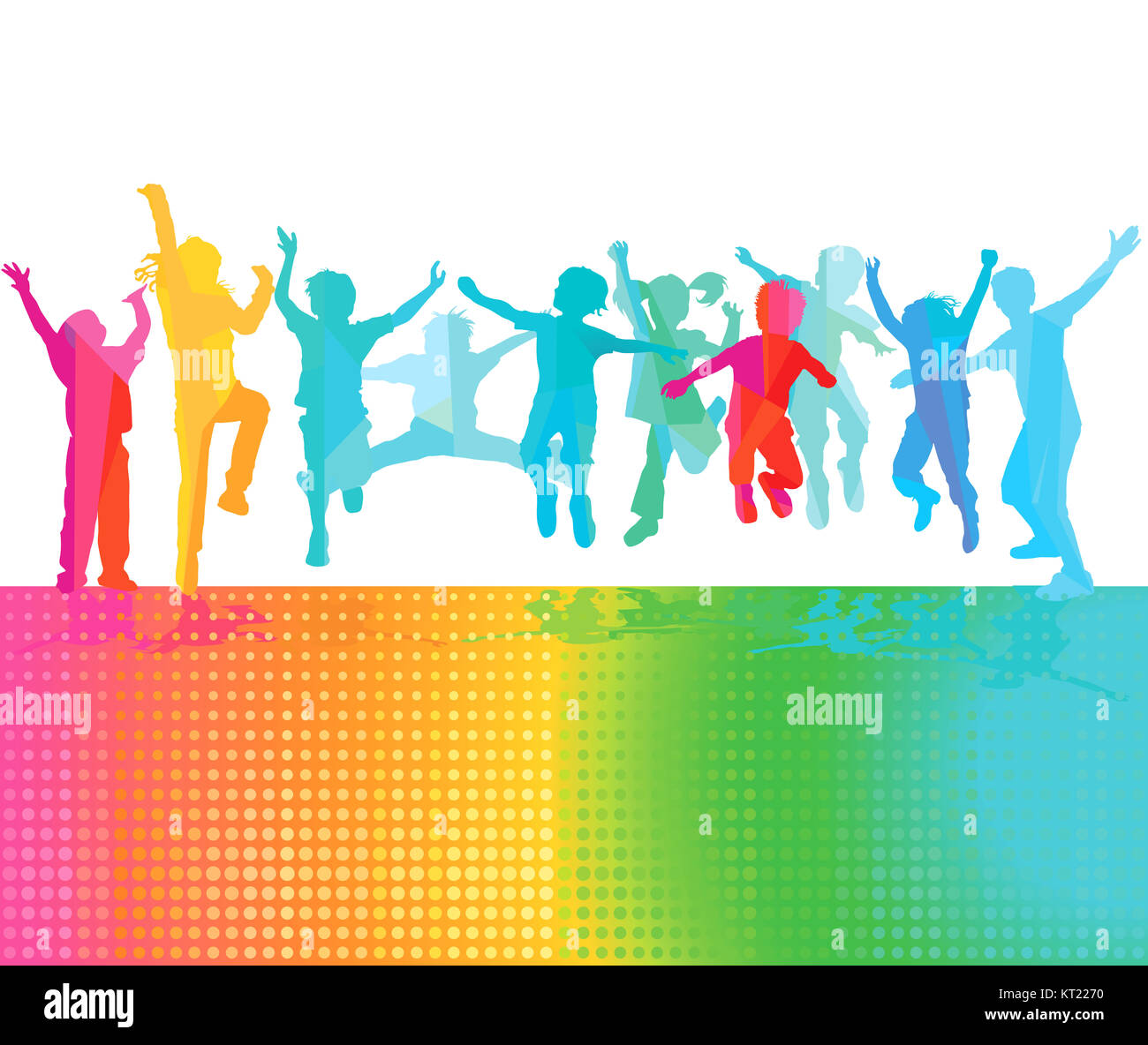 happy children jumping and looking up Stock Photo - Alamy