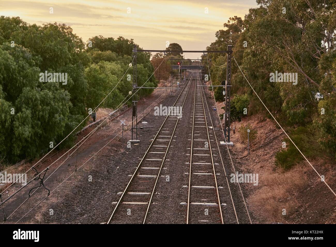 Railway tracks to the distance Stock Photo Alamy