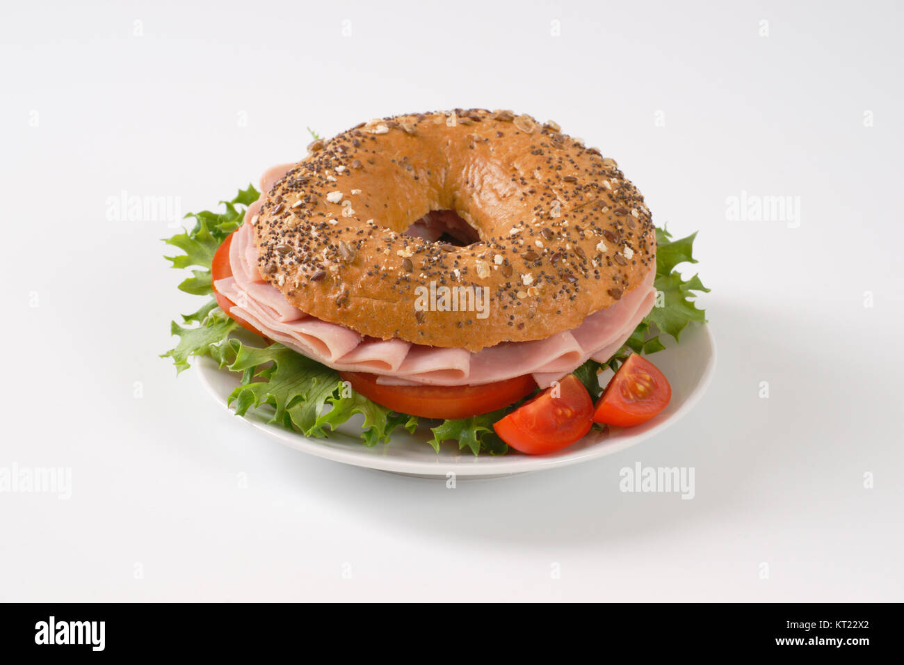 bagel sandwich with ham Stock Photo Alamy