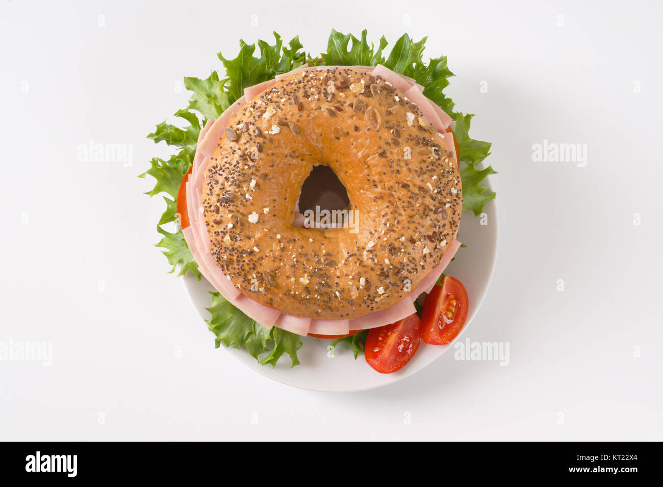 bagel sandwich with ham Stock Photo Alamy