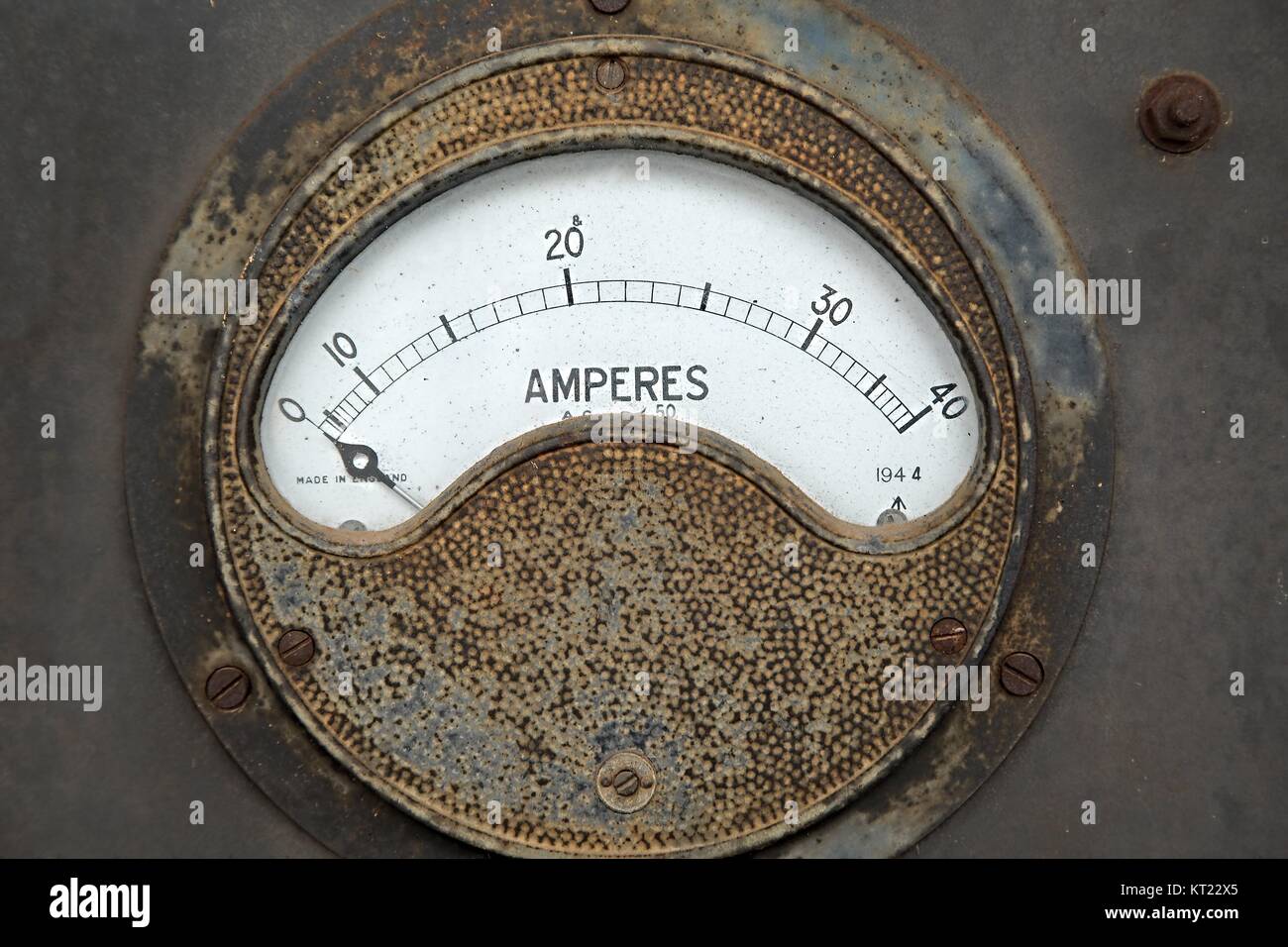 Old rusty ampere meter Stock Photo