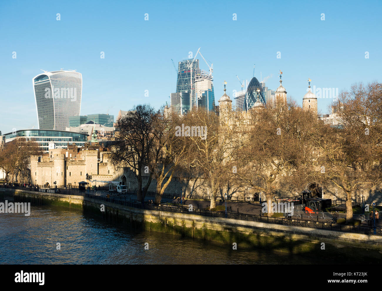 City of London Skyline Including Walkie Talkie Building 20 Fenchurch Street North Bank River Thames London England United Kingdom UK Stock Photo
