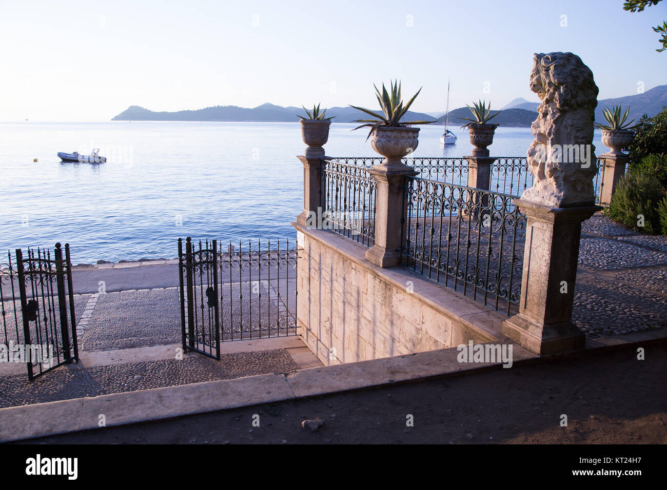 Lopud, Dubrovnik region. Hidden place looking to the sea and the islands. Stock Photo