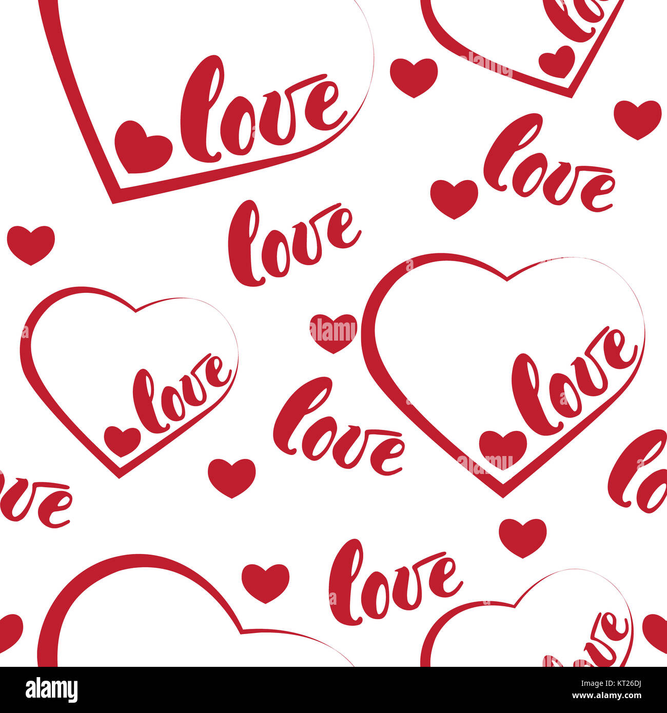 Romantic red love and heart pattern background. Vector illustration for ...