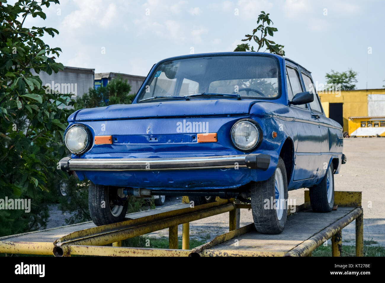Old car Zaporozhets. Restored vintage car. The legacy of the Sov Stock Photo