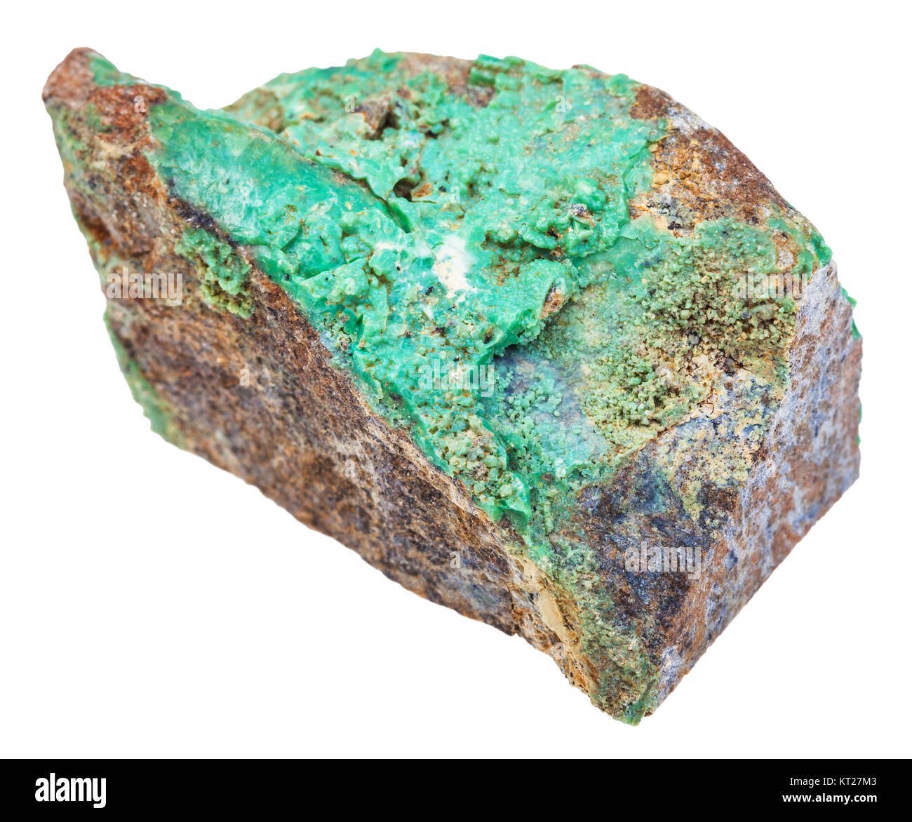 green Garnierite stone (nickel ore) isolated Stock Photo