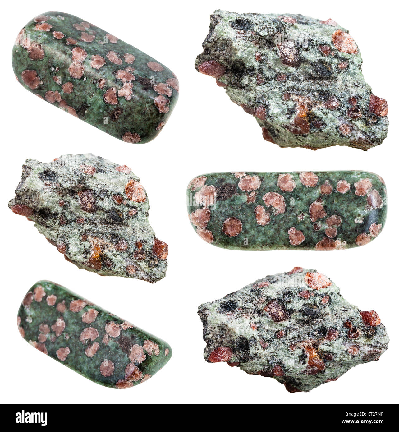 collection of various tumbled and raw Eclogite Stock Photo