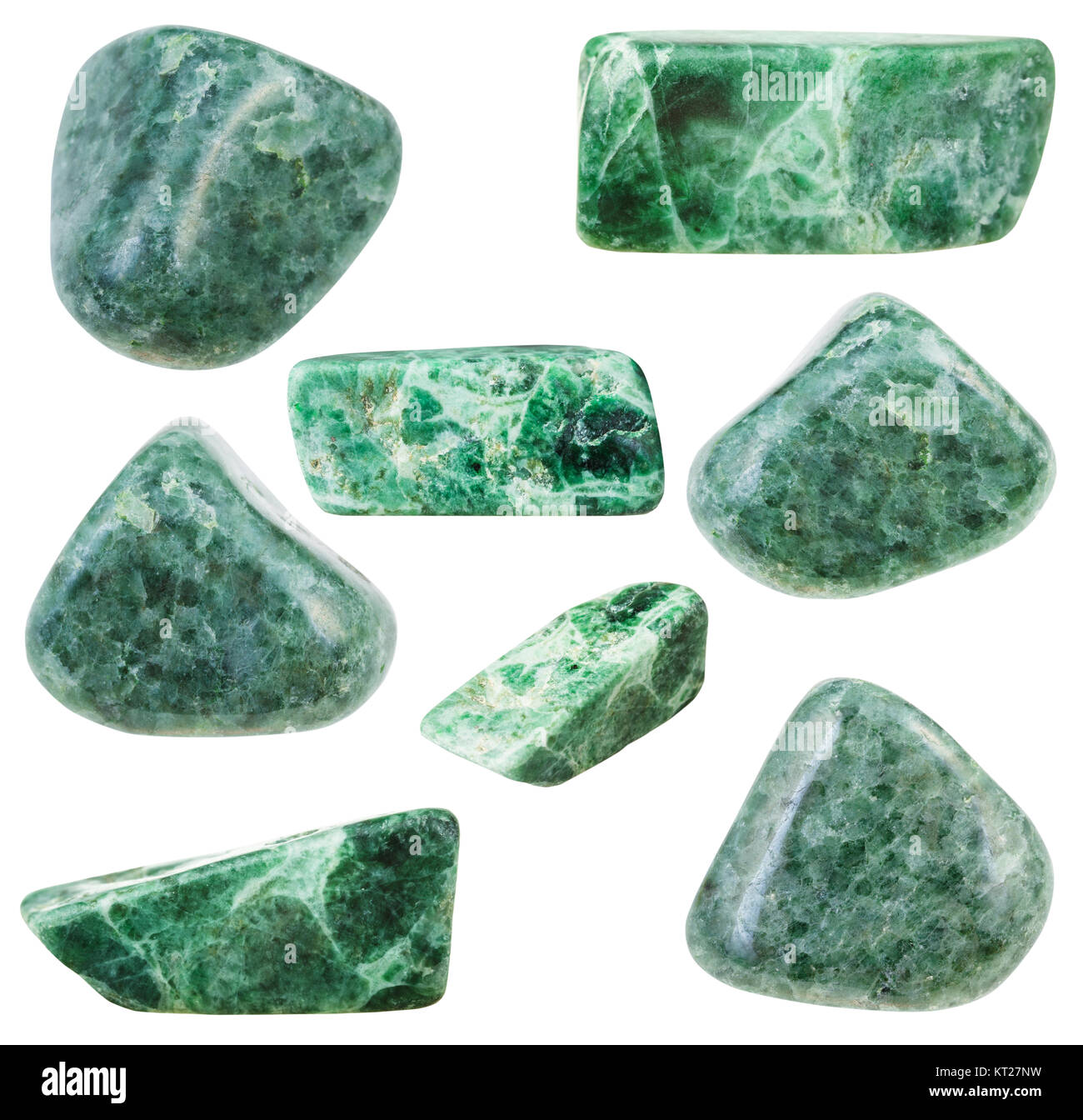 collection of various tumbled green jadeite stones Stock Photo - Alamy