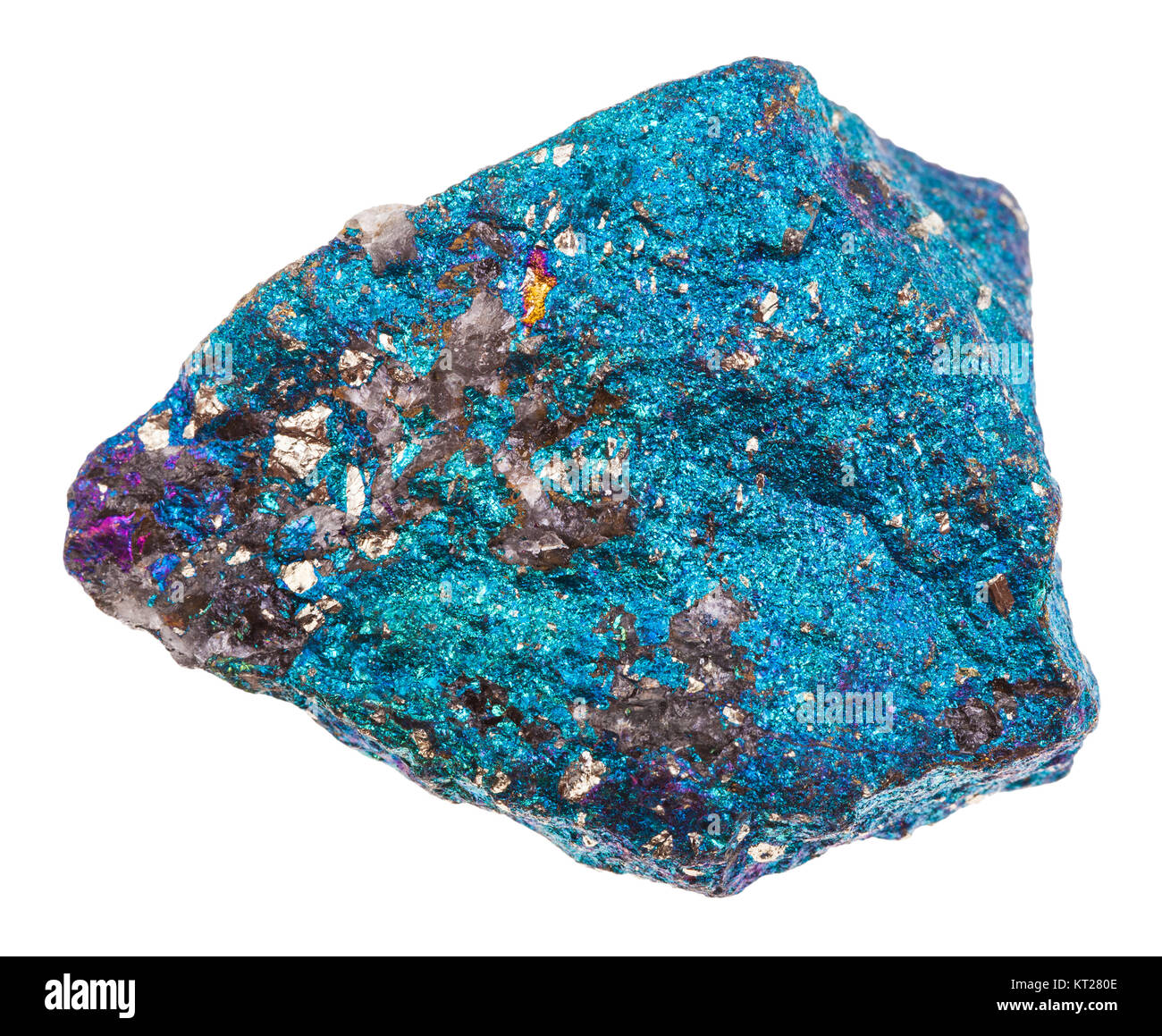raw blue Chalcopyrite stone isolated Stock Photo