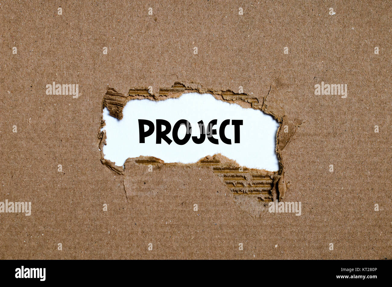 The word project appearing behind torn paper Stock Photo