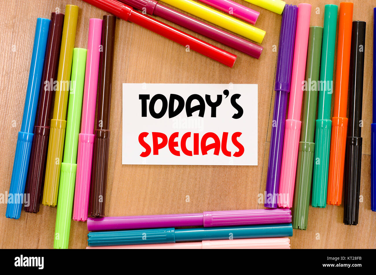 Today's specials text concept Stock Photo