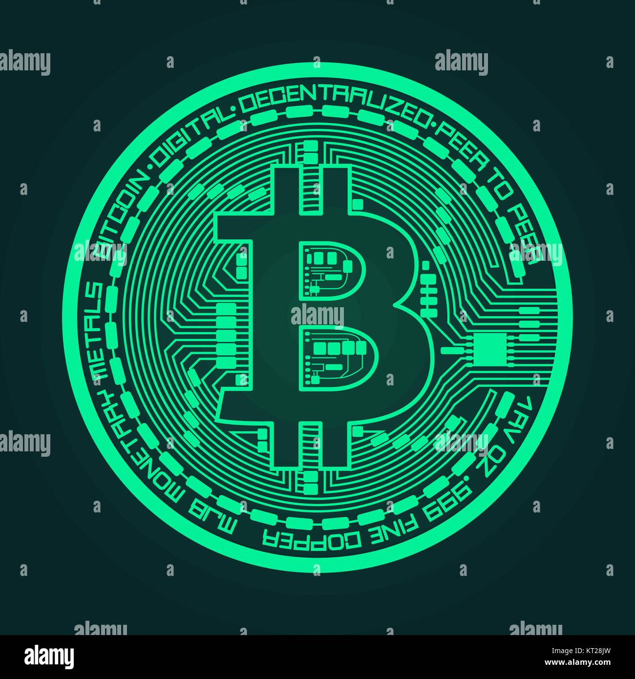 Crypto currency bitcoin in trendy green colors Stock Vector Image & Art -  Alamy