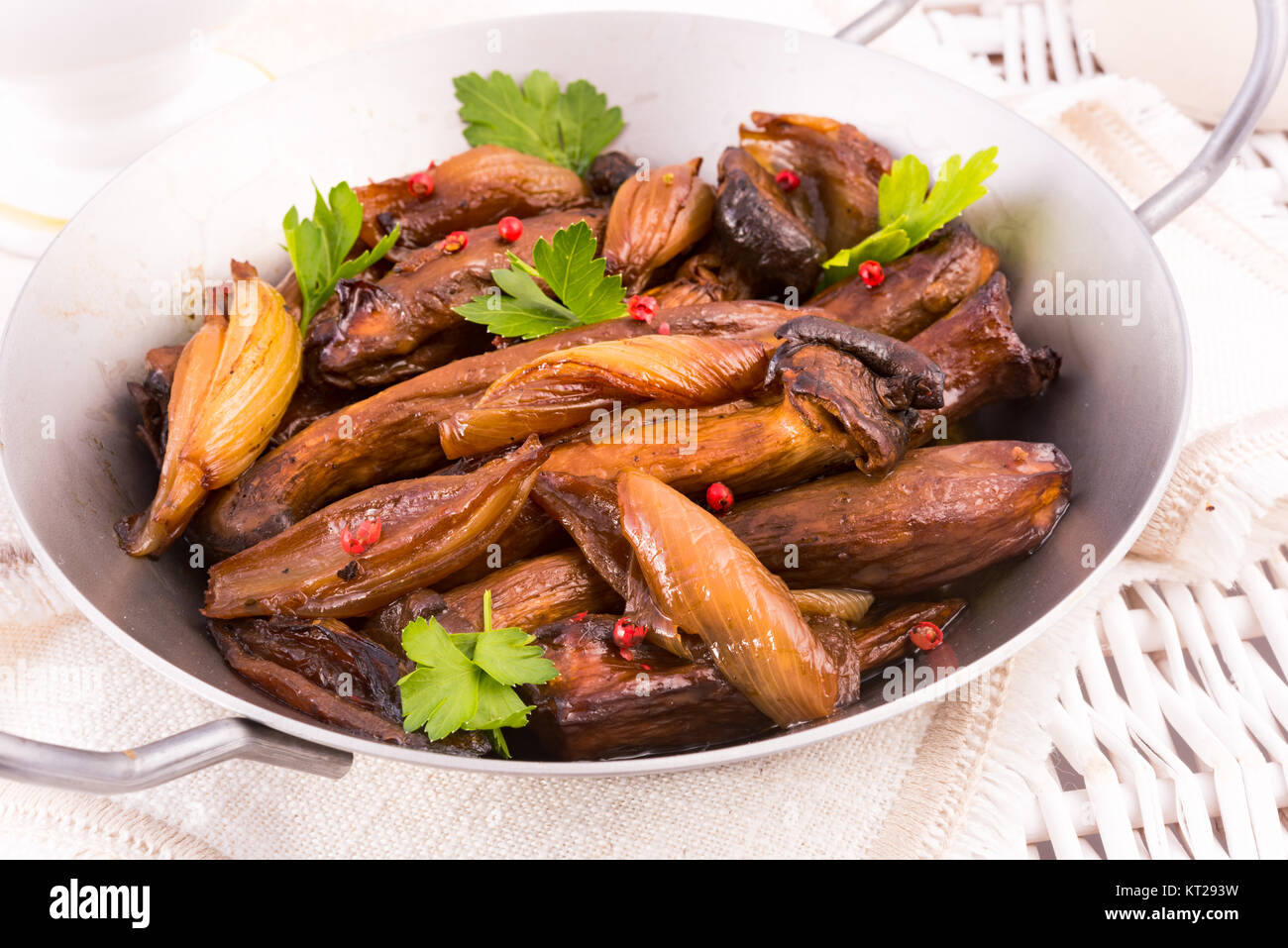 Roasted King Oyster Mushrooms Stock Photo Alamy