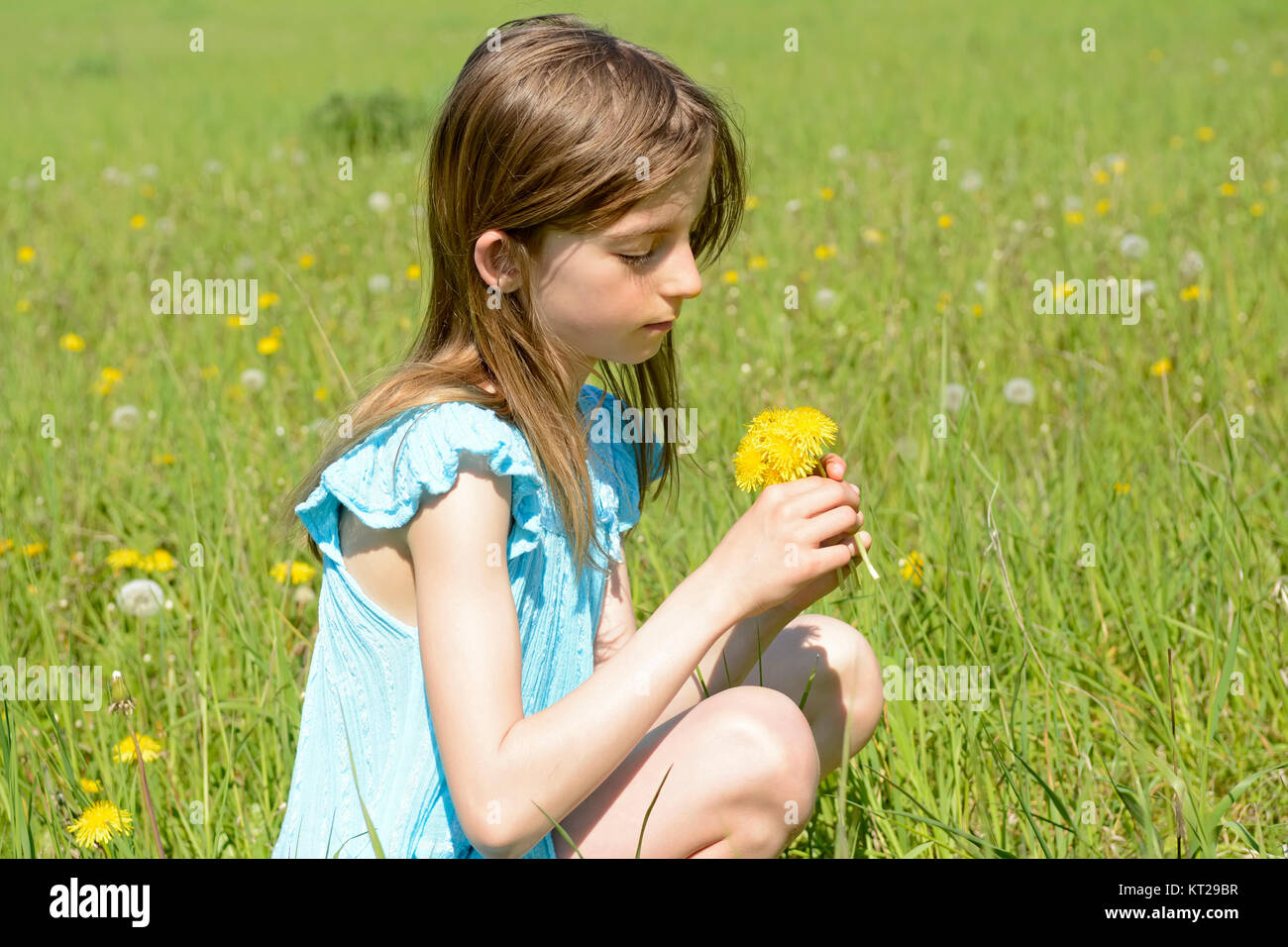 girl with dandelion Stock Photo - Alamy