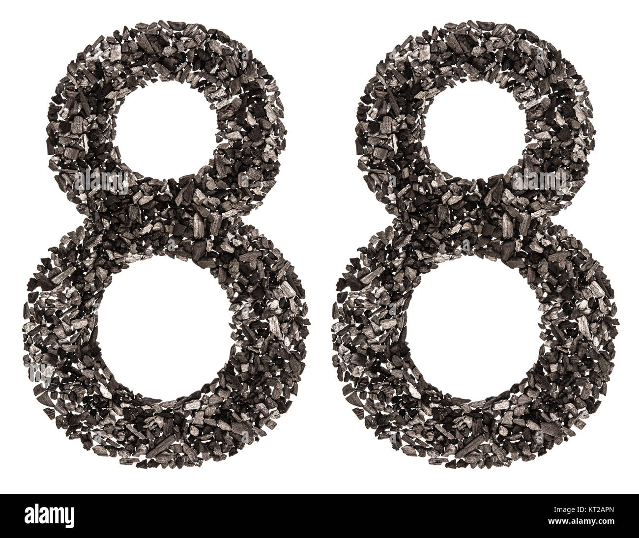 Arabic numeral 88, eighty eight, from black a natural charcoal ...