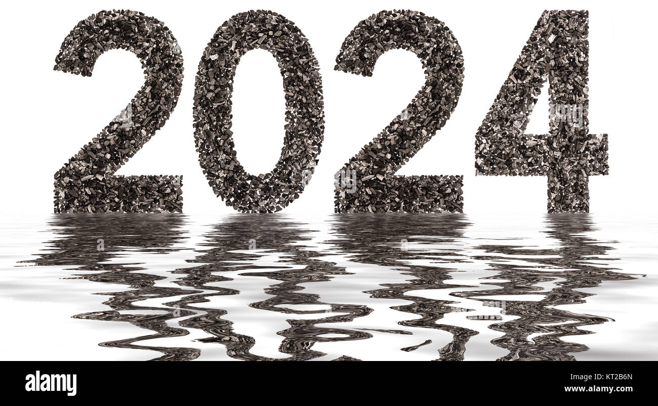 Numeral 2025 from black a natural charcoal, isolated on white