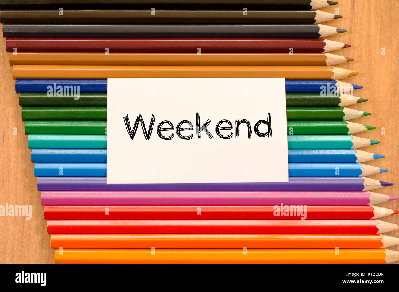Weekend text concept over white note Stock Photo