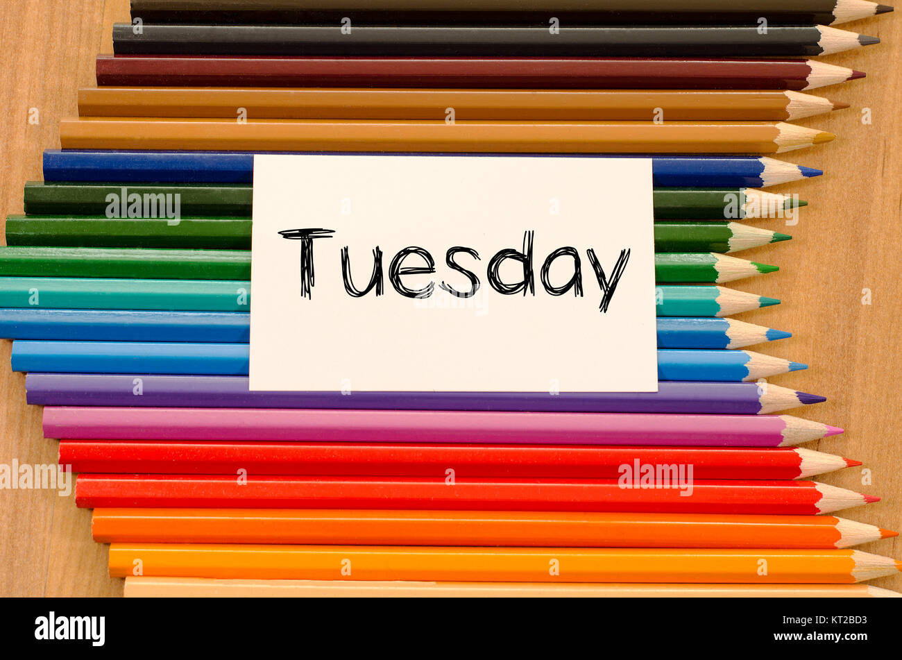 Tuesday text concept over white note Stock Photo