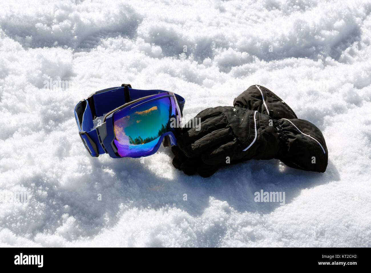 ski mask and gloves on white icy snow Stock Photo Alamy