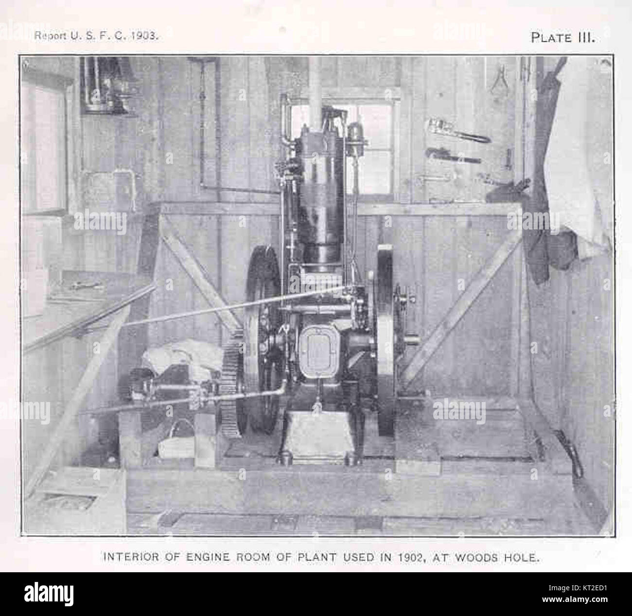 This photograph shows the interior of an engine room in a plant from ...