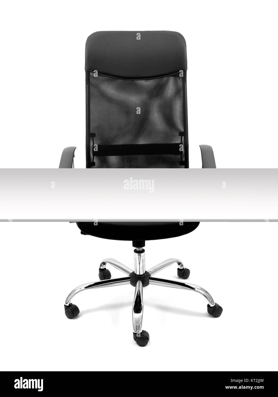 An office chair behind a desk isolated against a white background Stock ...