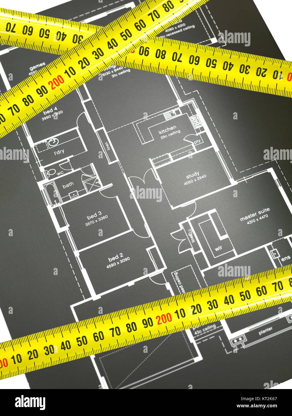 House Plans Isolated Against A White Background Stock Photo Alamy