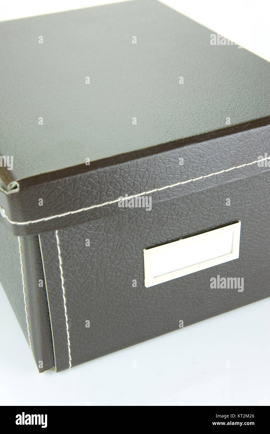 Brown stationery boxes isolated against a white background Stock Photo