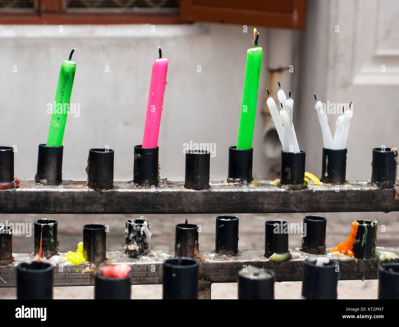 Candles outside of St Thomas Basilica, Mylapore, Chennai Stock Photo