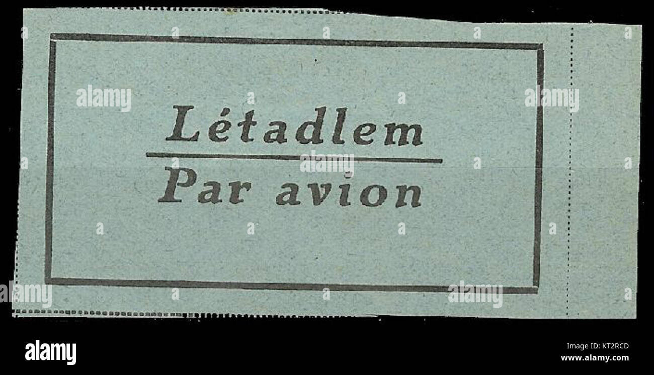 An airmail etiquette from Czechoslovakia, dated 1928, featuring the design and postal markings used for international air mail. The piece reflects postal practices and communication methods of the time. Stock Photo