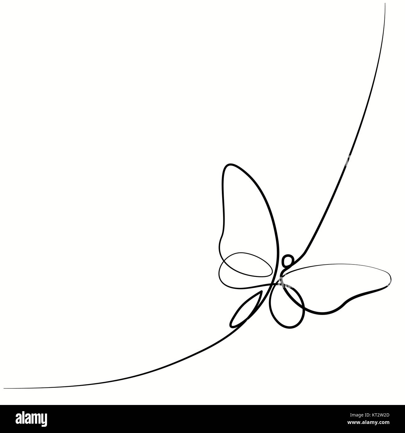 Continuous line butterfly Stock Vector