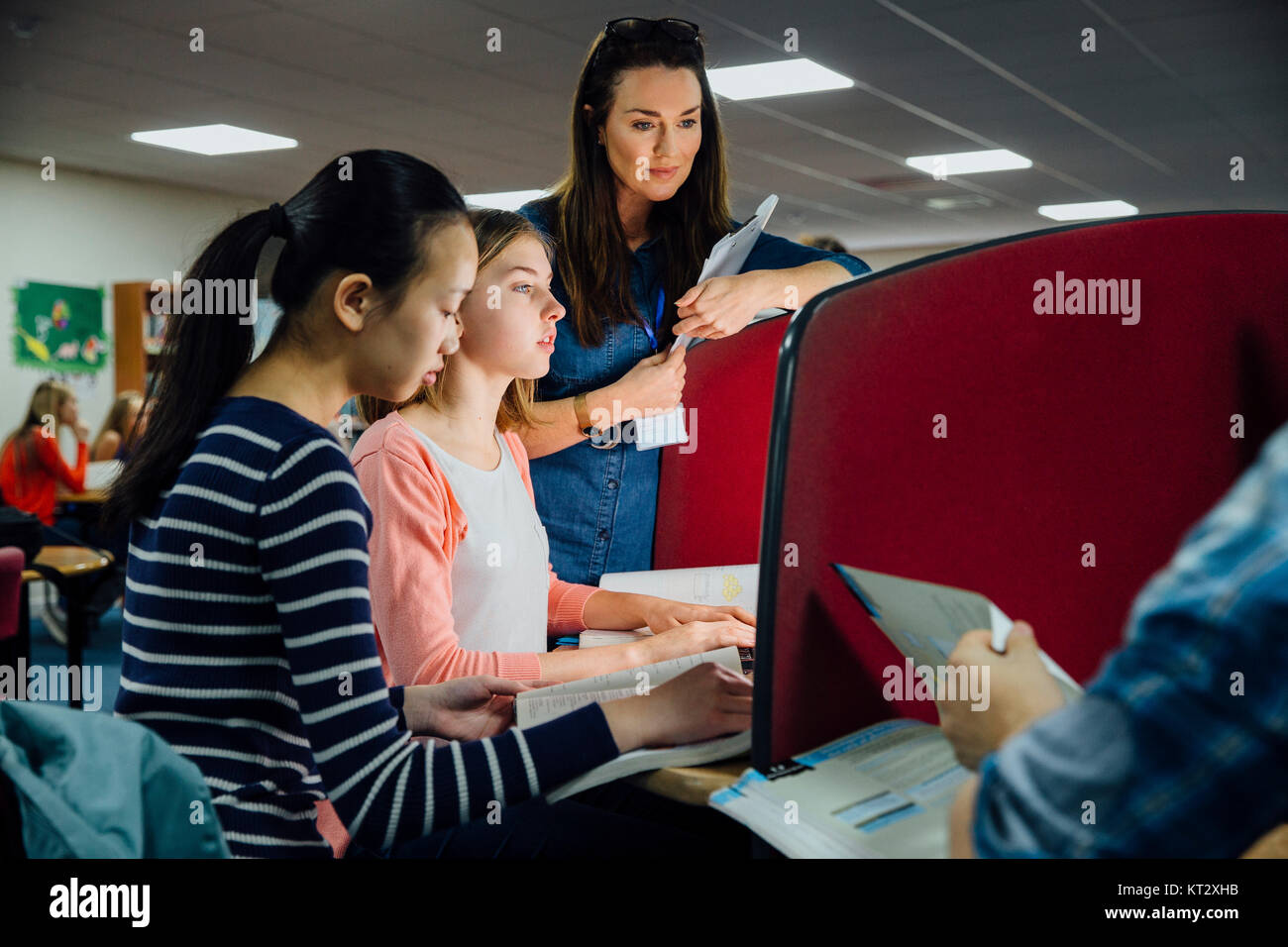 Classroom Computer Work Stock Photo