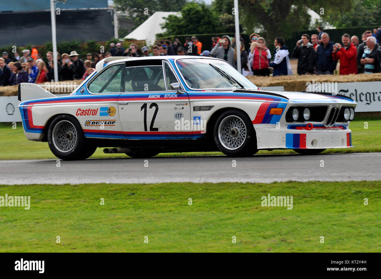 Harald Grohs driving BMW 3 litre CSL, Batmobile, BMW Centenary, Goodwood Festival of Speed 2016 Stock Photo