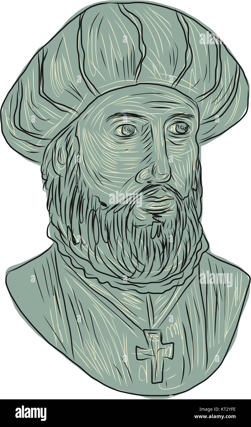 Vasco da Gama Explorer Bust Drawing Stock Photo Alamy