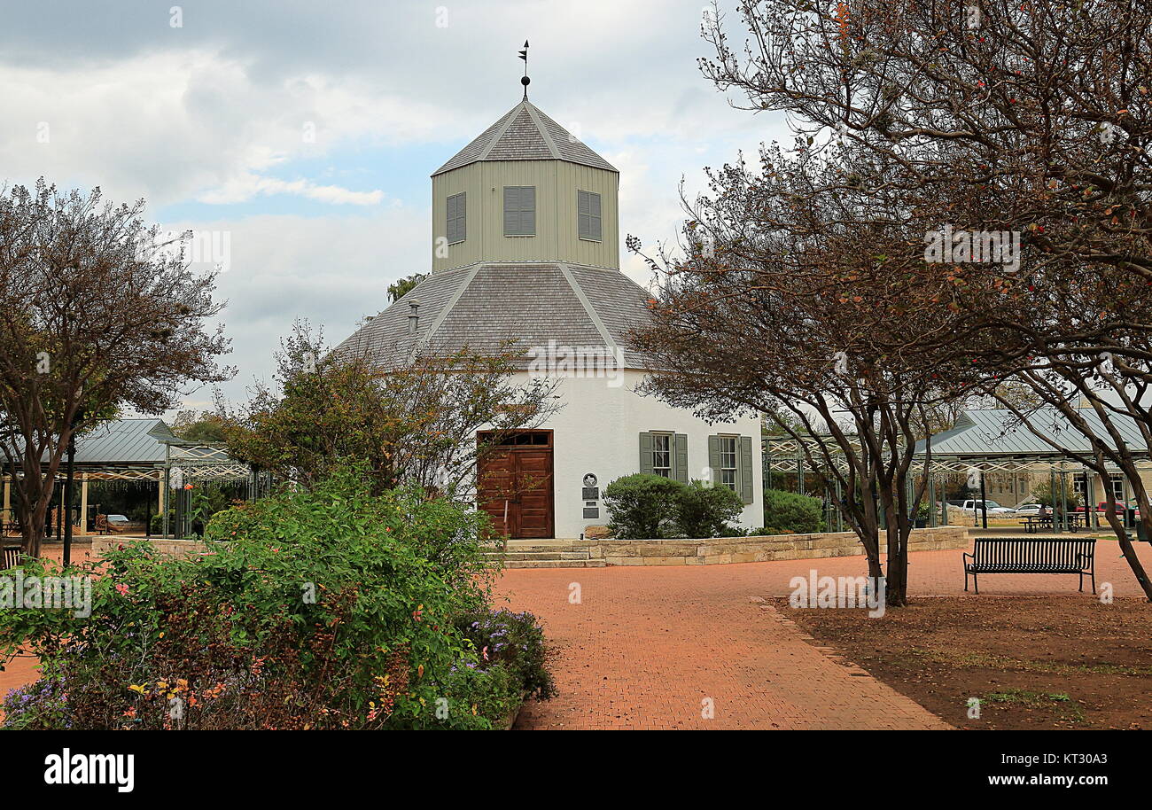 Fredericksburg, Texas. View of Vereins Kirche - Memorial to the Pioneer that Settled in the Fredericksburg Area. Stock Photo