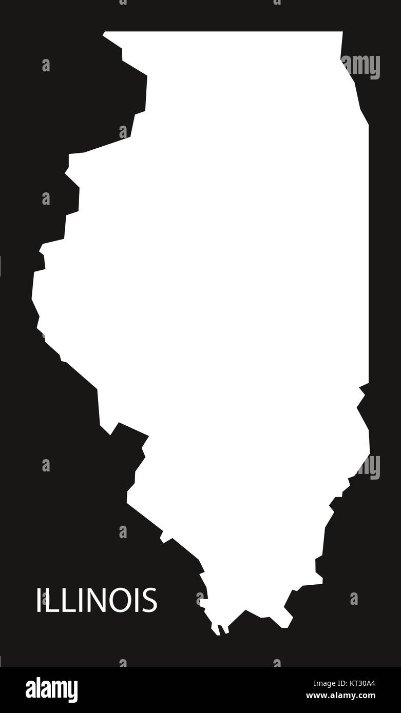 Inverted map hi res stock photography - Illinois Usa Map Black Inverted Silhouette KT30A4