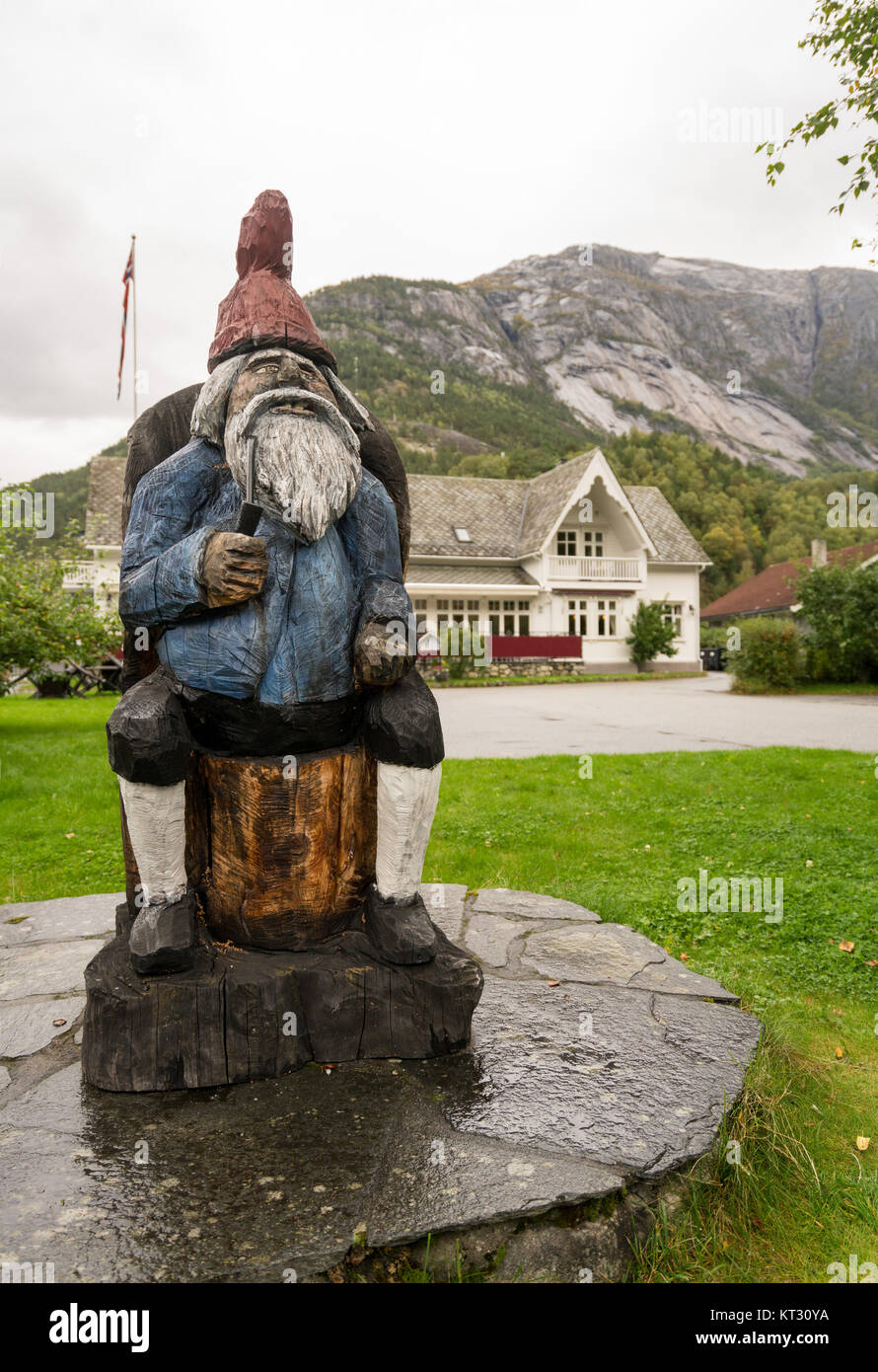 Statue of the Troll in Eidfjord Norway Stock Photo