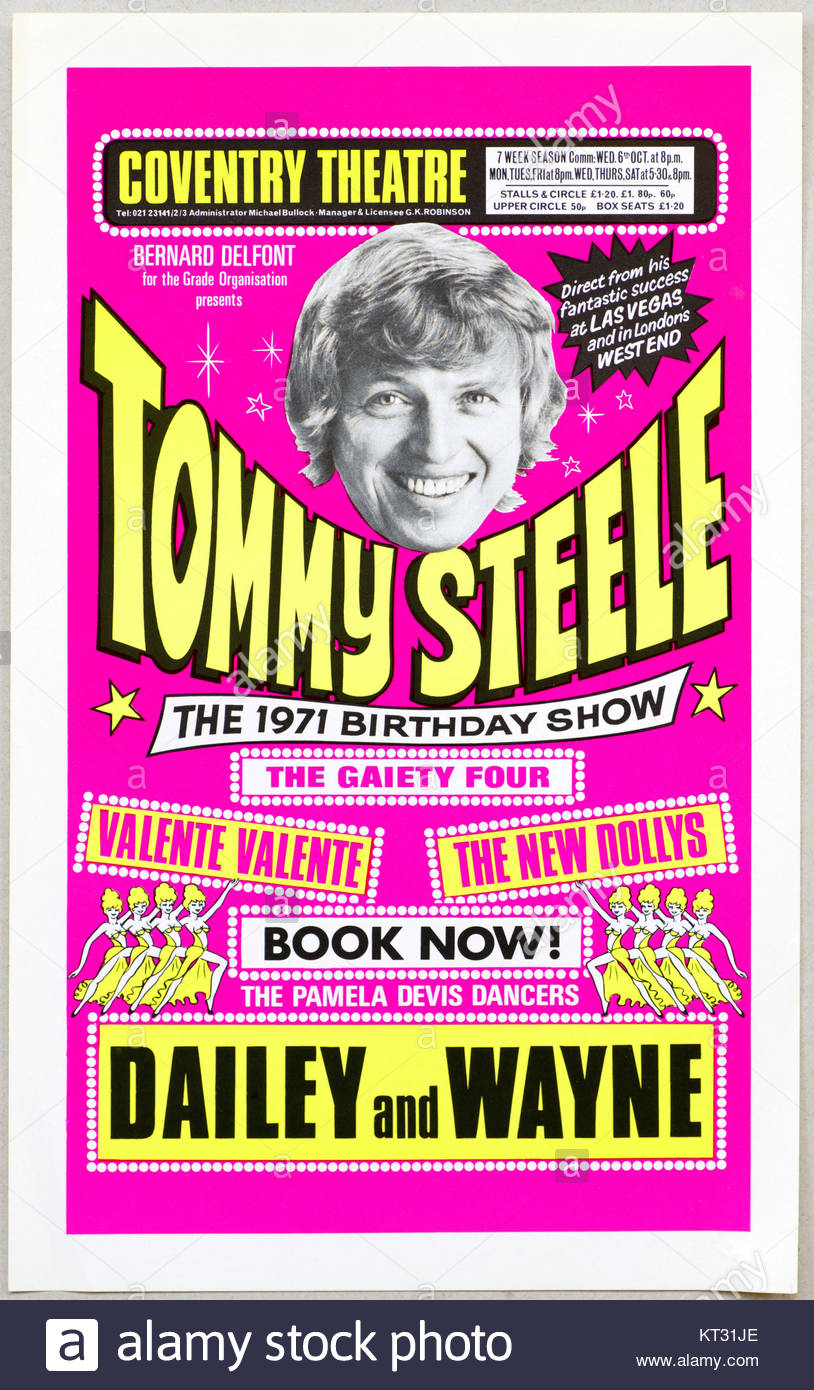 Tommy Steele Flyer for the 1971 Birthday Show at Coventry Theatre