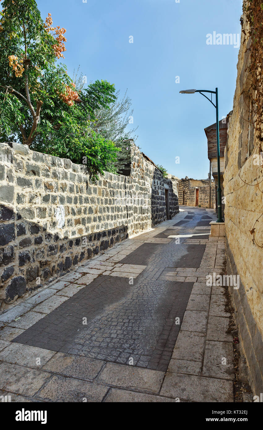 narrow street in the Circassian village Stock Photo