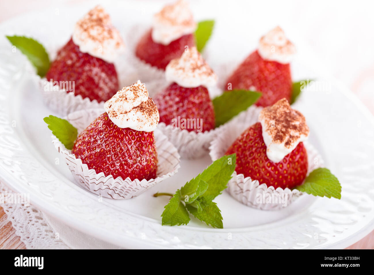 Strawberry dessert with mint. Stock Photo