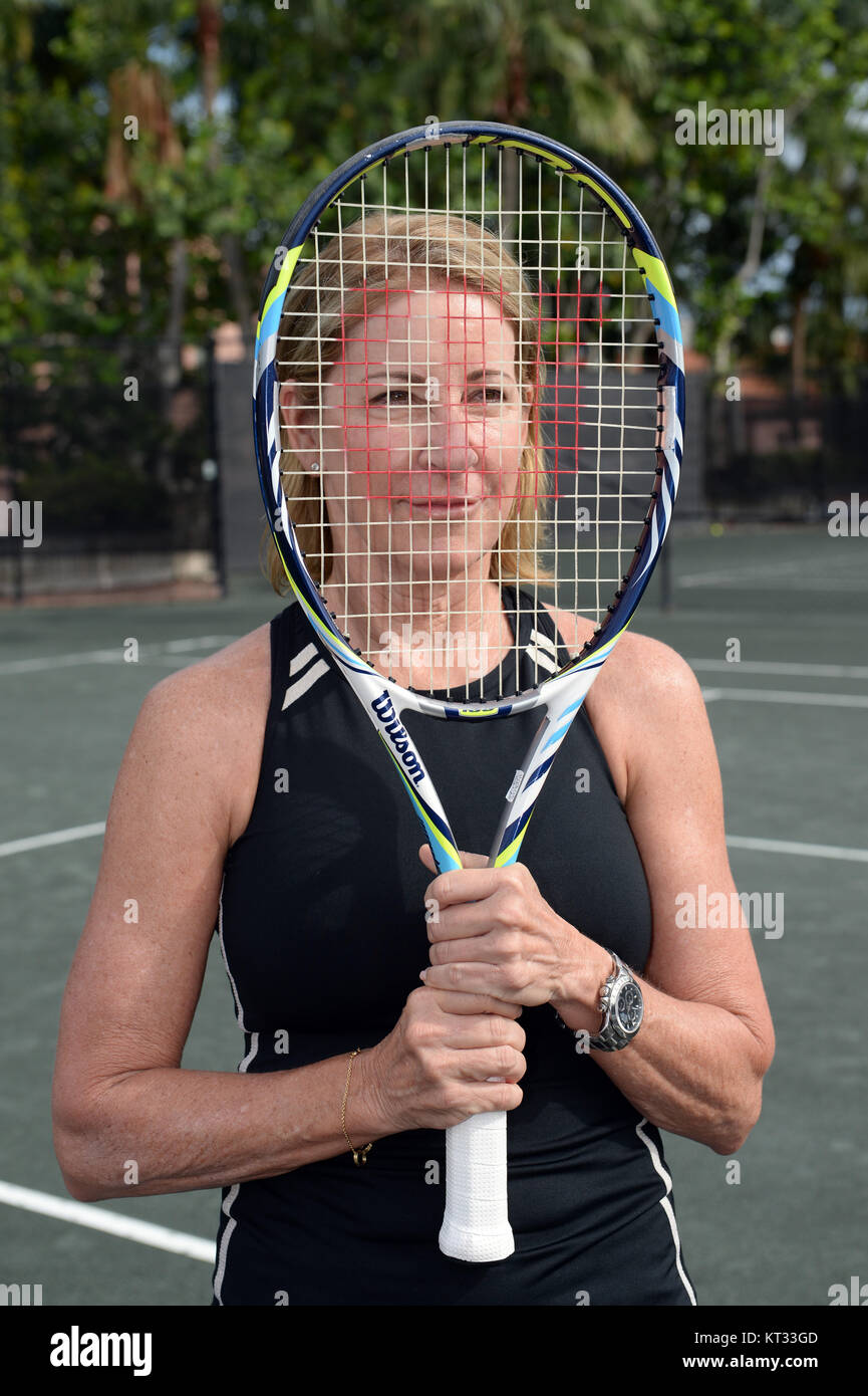 BOCA RATON, FL NOVEMBER 20 Tennis Legend Chris Evert playing Tennis