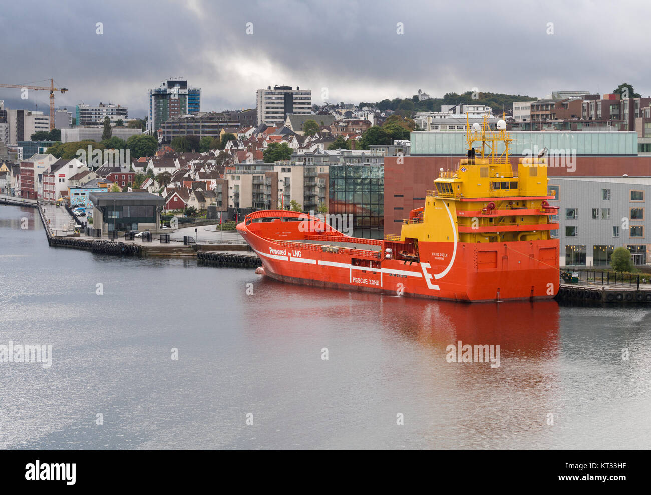 Oil rig rescue ship in Stavanger Harbor Stock Photo