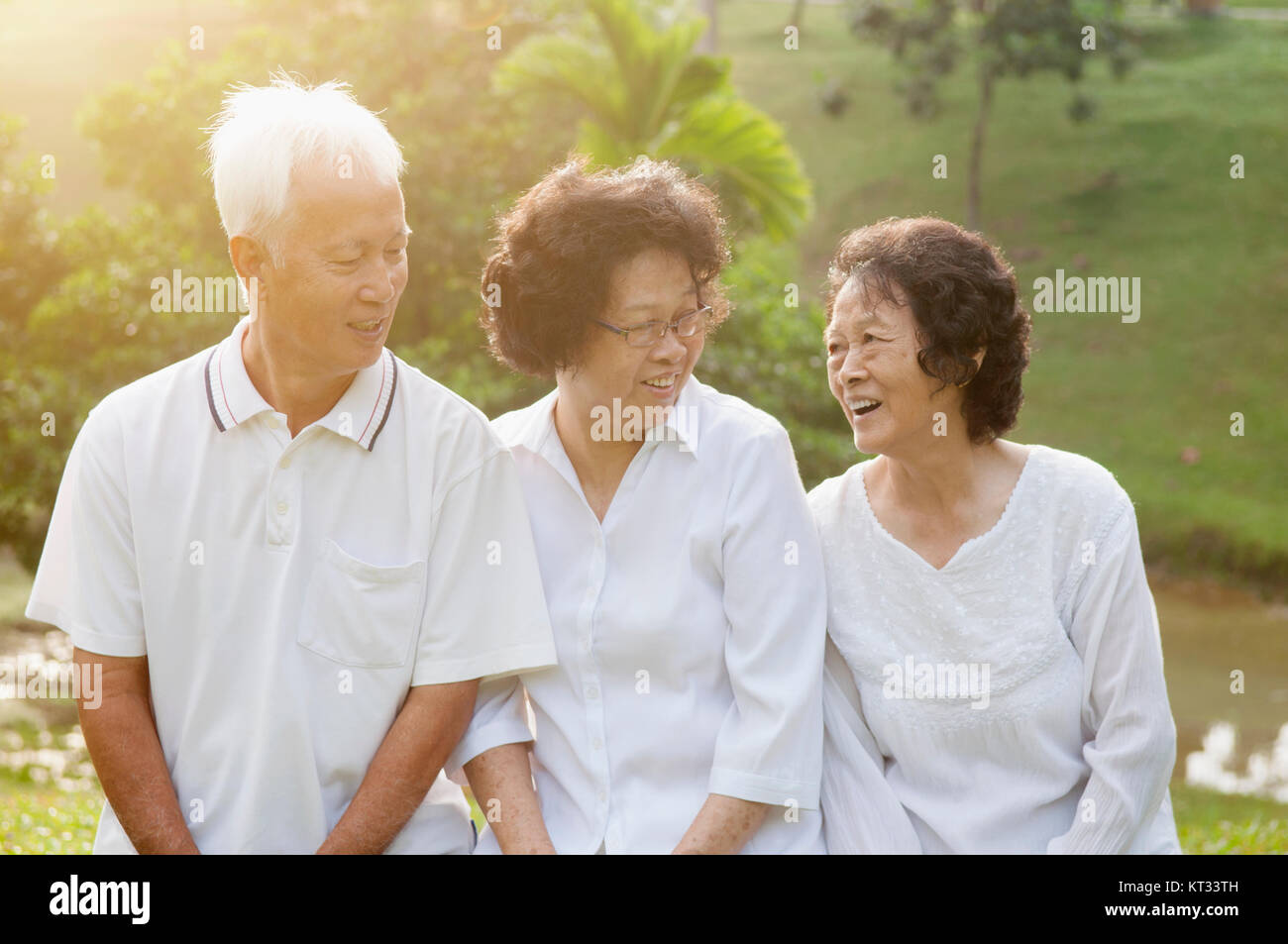 Group of Asian seniors at park Stock Photo - Alamy