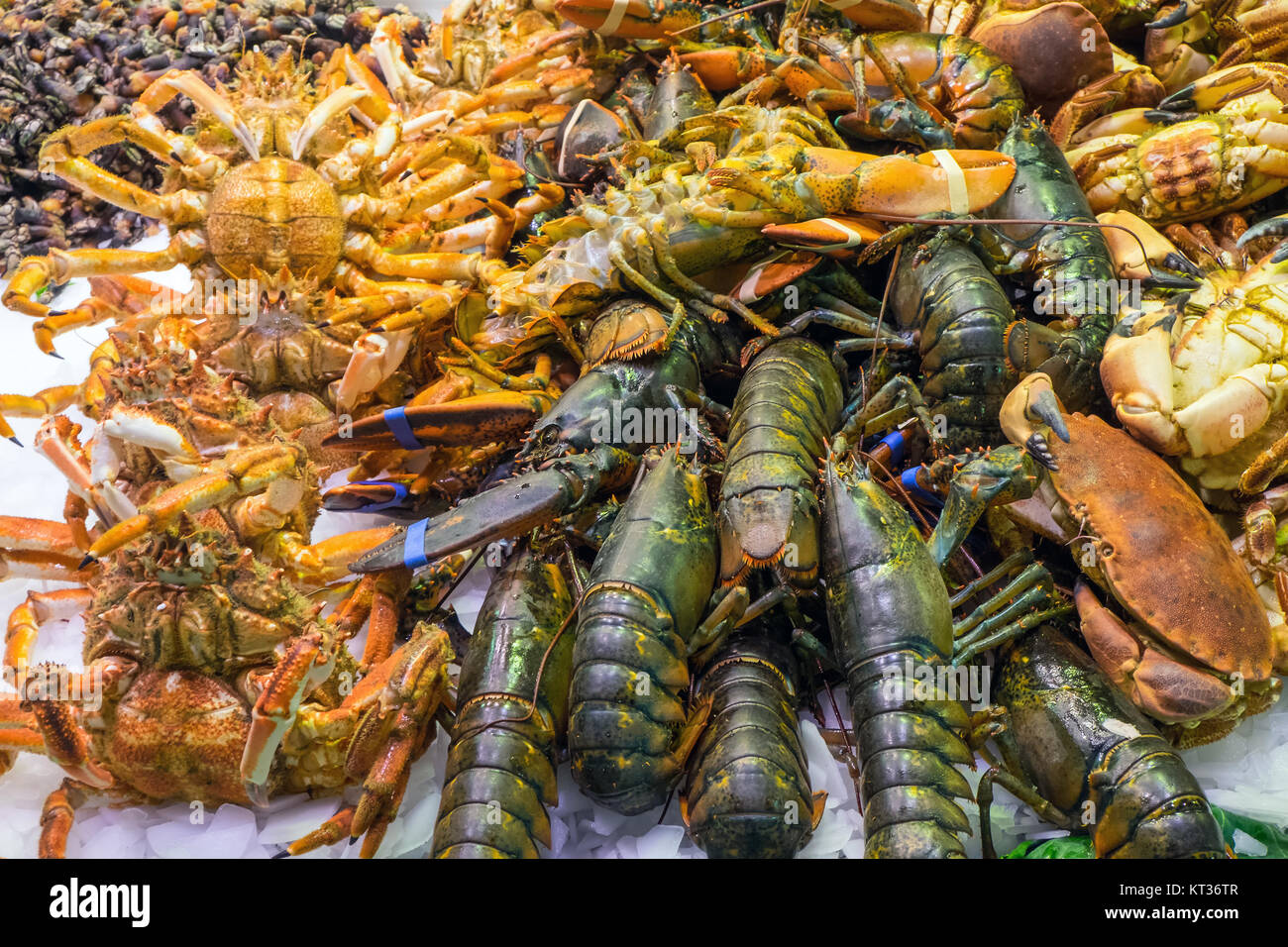 crustaceans on the boqueria market in barcelona,u200bu200bspain Stock Photo