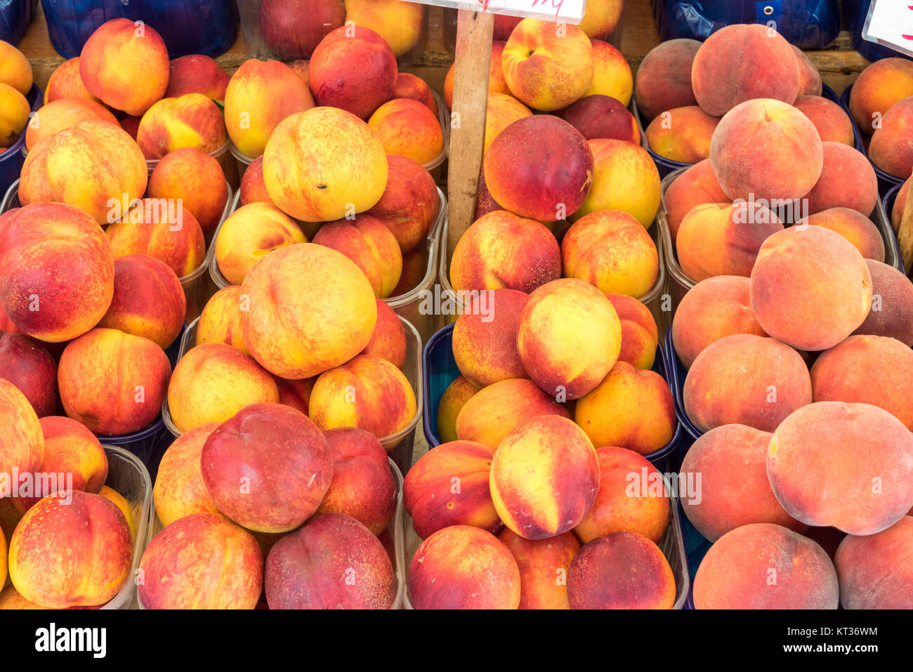 peaches and nectarines for sale at a market Stock Photo Alamy