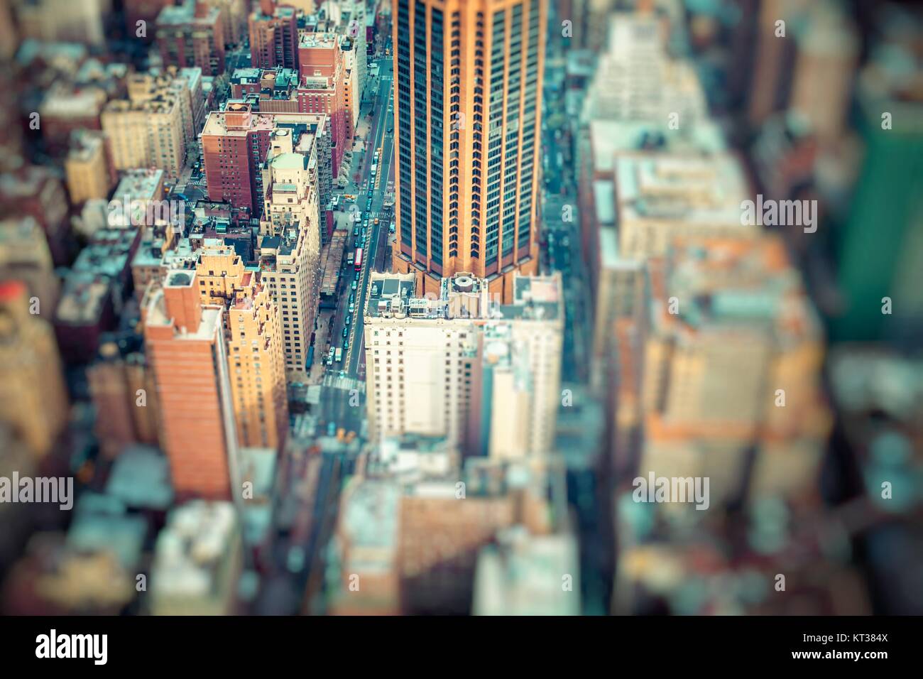 Aerial view of Manhattan skyline at sunset, New York City Stock Photo ...