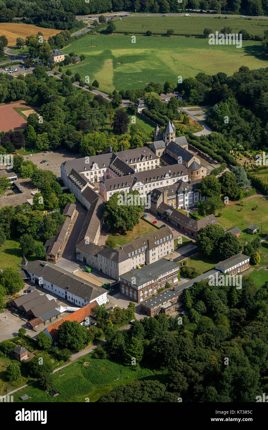 Dormagen Knechtsteden, Monastery Knechtsteden with basilica and monastery buildings, parking, Dormagen, Lower Rhine, North Rhine-Westphalia, Germany,  Stock Photo